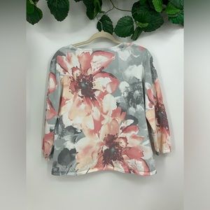 Alfred Dunner Woman Sweater Floral 3/4 Sleeve Size S